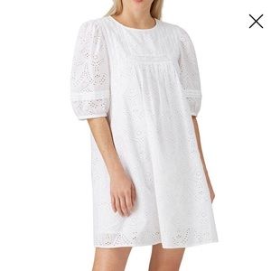 Sanctuary Love Story Heirloom Puff Sleeve Eyelet Shift Dress, size large